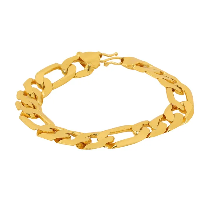 Yellow Chimes Yellow Chimes Stylish 18K Gold Plated Thick Broad Figaro Wrist Chain Link Bracelet for Men And Boys Necklaces Yellow Chimes Yellow Chimes Stylish 18K Gold Plated Thick Broad Figaro Wrist Chain Link Bracelet for Men And Boys Necklaces