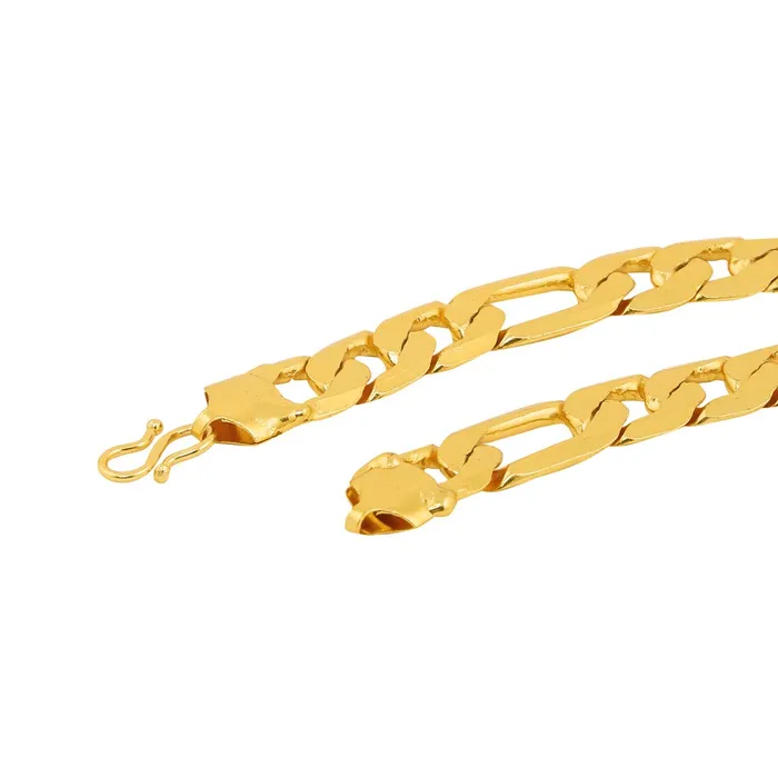 Yellow Chimes Yellow Chimes Stylish 18K Gold Plated Thick Broad Figaro Wrist Chain Link Bracelet for Men And Boys Necklaces