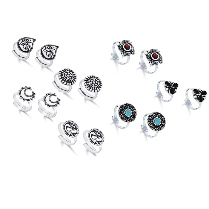 Yellow Chimes Yellow Chimes Toe Rings Set for Women Oxidised Silver Toe Rings 7 Pairs Combo German Silver Adjustable Toe Ring for Women and Girls Necklaces Yellow Chimes Yellow Chimes Toe Rings Set for Women Oxidised Silver Toe Rings 7 Pairs Combo German Silver Adjustable Toe Ring for Women and Girls Necklaces
