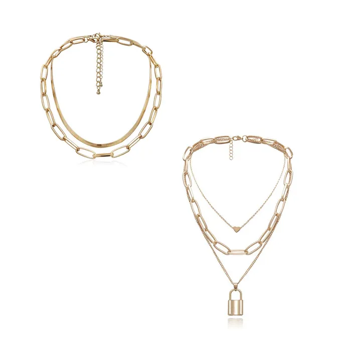 Yellow Chimes Yellow Chimes Trendy Fashion Combo of 2 PCs Multilayer Key Heart Locket GoldenSilver Chain Choker Necklace for Women and Girls Design 3 Necklaces Yellow Chimes Yellow Chimes Trendy Fashion Combo of 2 PCs Multilayer Key Heart Locket GoldenSilver Chain Choker Necklace for Women and Girls Design 3 Necklaces