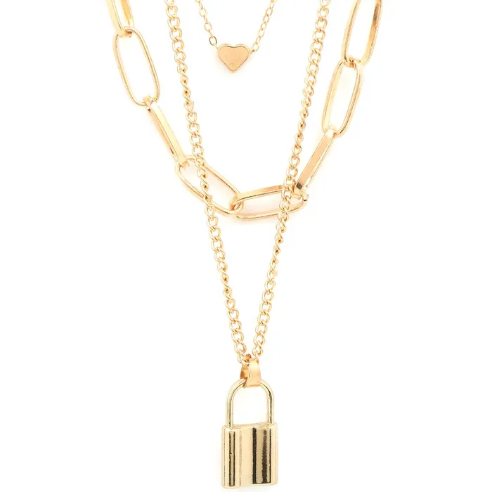 Yellow Chimes Yellow Chimes Trendy Fashion Combo of 2 PCs Multilayer Key Heart Locket GoldenSilver Chain Choker Necklace for Women and Girls Design 3 Necklaces