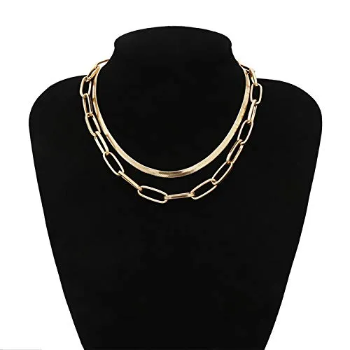 Yellow Chimes Yellow Chimes Trendy Fashion Combo of 2 PCs Multilayer Key Heart Locket GoldenSilver Chain Choker Necklace for Women and Girls Design 3 Necklaces