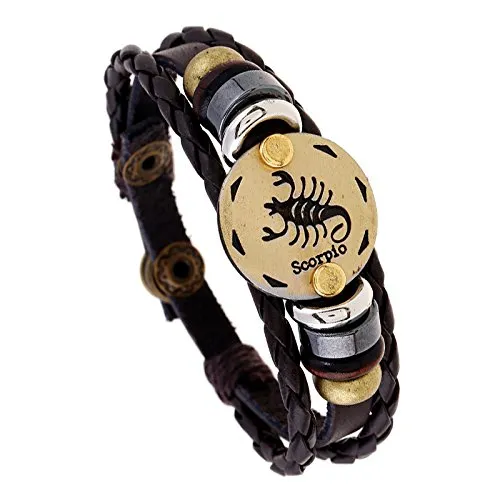 Yellow Chimes Yellow Chimes Zodiac Sign Constellation Handmade Brown Leather Bracelet For Men and WomenUnisex Scorpio Necklaces Yellow Chimes Yellow Chimes Zodiac Sign Constellation Handmade Brown Leather Bracelet For Men and WomenUnisex Scorpio Necklaces
