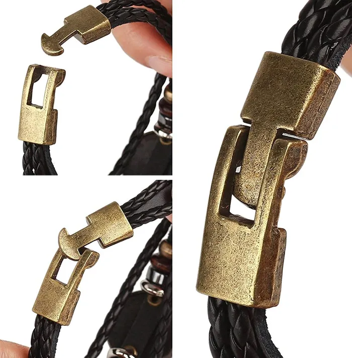 Yellow Chimes Yellow Chimes Zodiac Sign Constellation Handmade Brown Leather Bracelet For Men and WomenUnisex Scorpio Necklaces